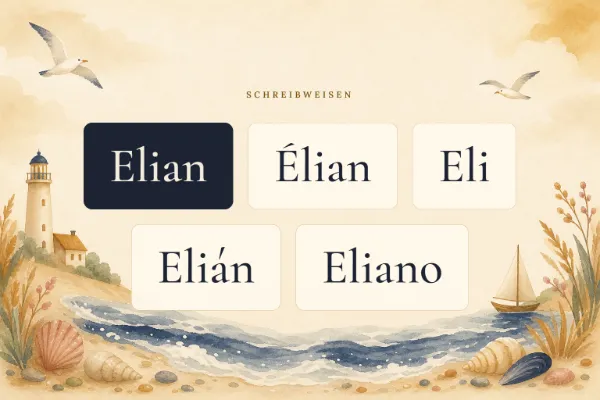 Der Vorname Elian in verschiedenen Schreibweisen: Elian, Élian, Eli, Elián, Eliano