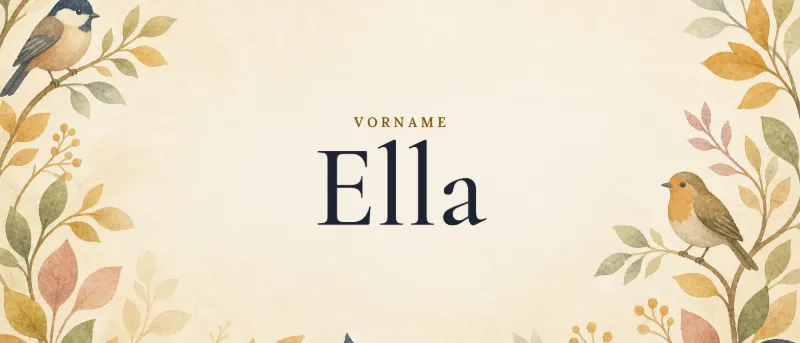 Vorname Ella – der Name in Schmuckschrift auf gemaltem Hintergrund