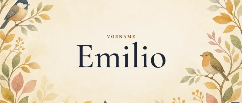 Vorname Emilio – der Name in Schmuckschrift auf gemaltem Hintergrund