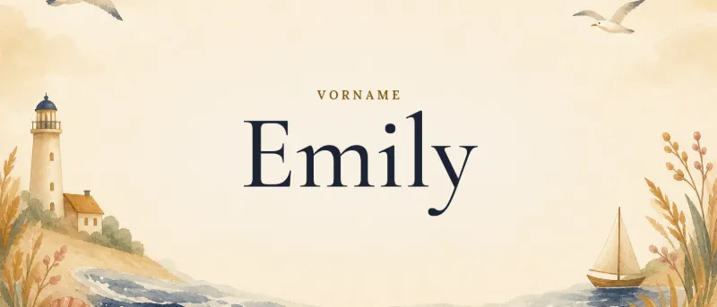 Vorname Emily – der Name in Schmuckschrift auf gemaltem Hintergrund