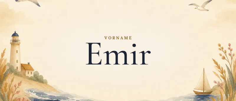 Vorname Emir – der Name in Schmuckschrift auf gemaltem Hintergrund