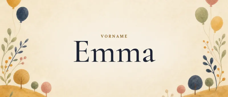 Vorname Emma – der Name in Schmuckschrift auf gemaltem Hintergrund
