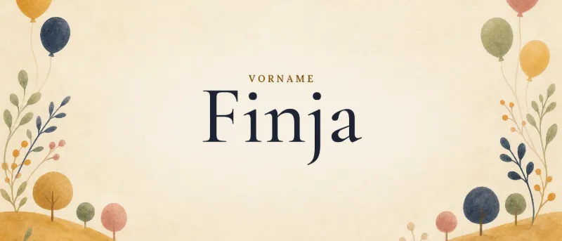 Vorname Finja – der Name in Schmuckschrift auf gemaltem Hintergrund