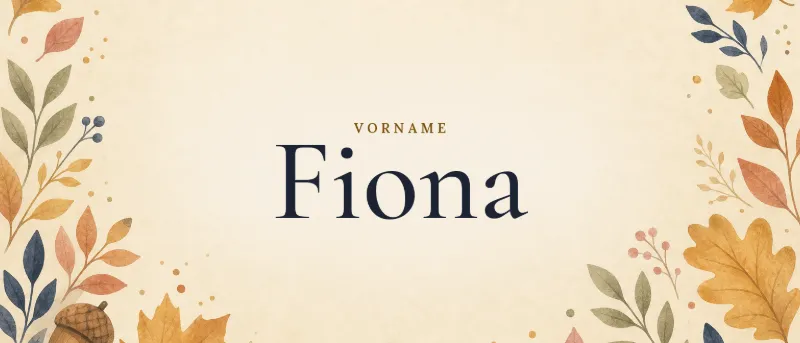 Vorname Fiona – der Name in Schmuckschrift auf gemaltem Hintergrund