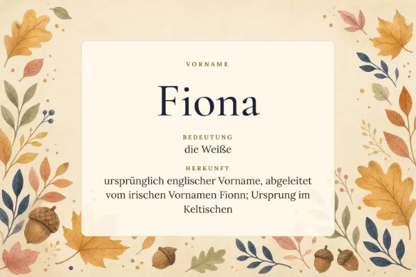 Namensgrafik zum Vornamen Fiona: Bedeutung „die Weiße“