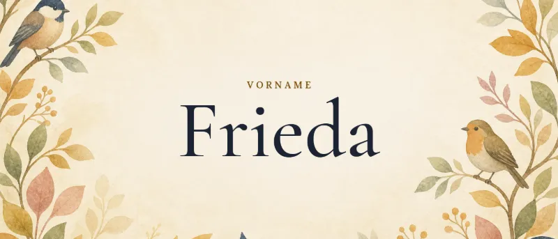 Vorname Frieda – der Name in Schmuckschrift auf gemaltem Hintergrund
