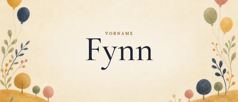 Vorname Fynn – der Name in Schmuckschrift auf gemaltem Hintergrund