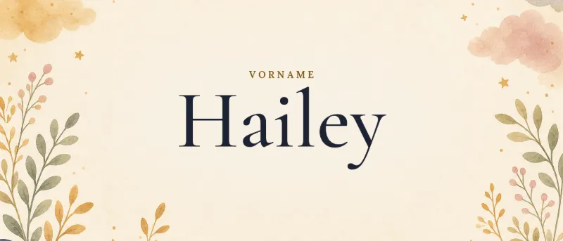 Vorname Hailey – der Name in Schmuckschrift auf gemaltem Hintergrund