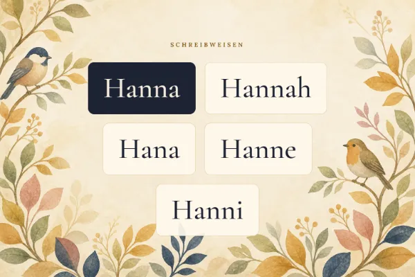 Der Vorname Hanna in verschiedenen Schreibweisen: Hanna, Hannah, Hana, Hanne, Hanni