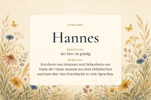 Namensgrafik zum Vornamen Hannes: Bedeutung „der Herr ist gnädig“