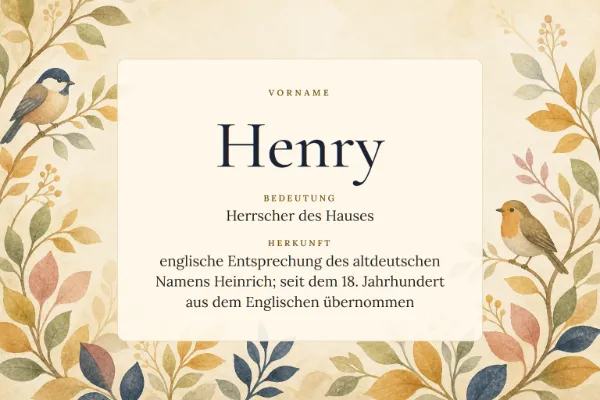 Namensgrafik zum Vornamen Henry: Bedeutung „Herrscher des Hauses“