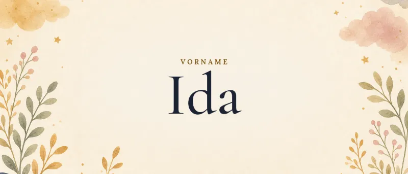 Vorname Ida – der Name in Schmuckschrift auf gemaltem Hintergrund
