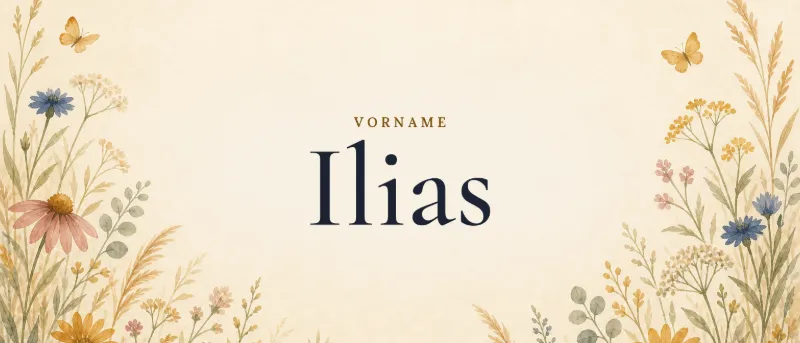 Vorname Ilias – der Name in Schmuckschrift auf gemaltem Hintergrund