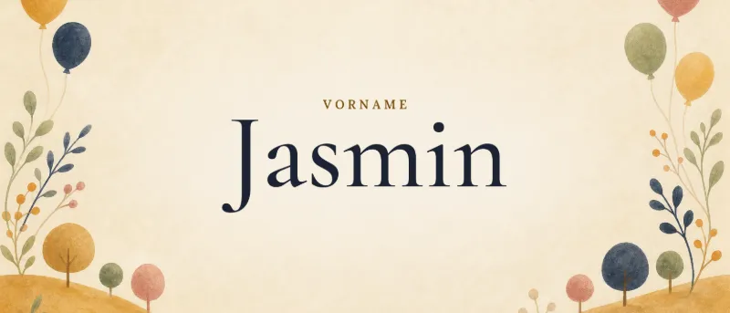 Vorname Jasmin – der Name in Schmuckschrift auf gemaltem Hintergrund