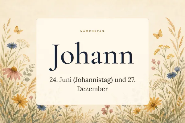 Karte zum Namenstag von Johann: 24. Juni (Johannistag) und 27. Dezember
