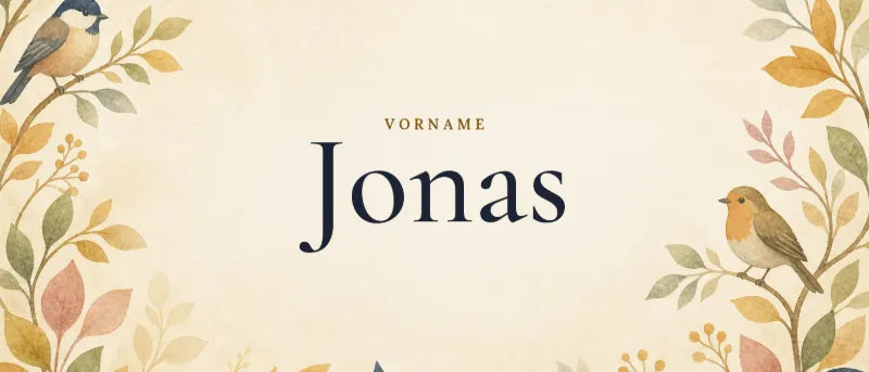 Vorname Jonas – der Name in Schmuckschrift auf gemaltem Hintergrund