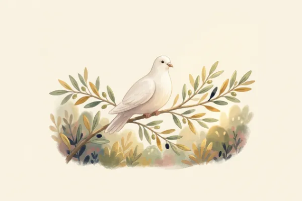 Illustration einer weißen Taube als Friedenssymbol – Motiv zur Herkunft und Bedeutung des Namens Jonas