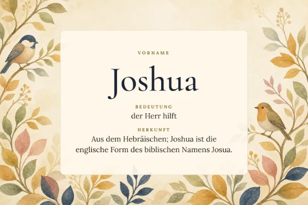 Namensgrafik zum Vornamen Joshua: Bedeutung „der Herr hilft“