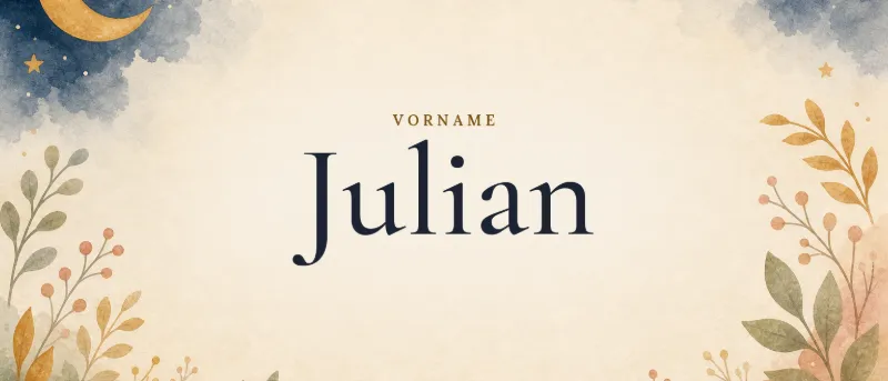 Vorname Julian – der Name in Schmuckschrift auf gemaltem Hintergrund