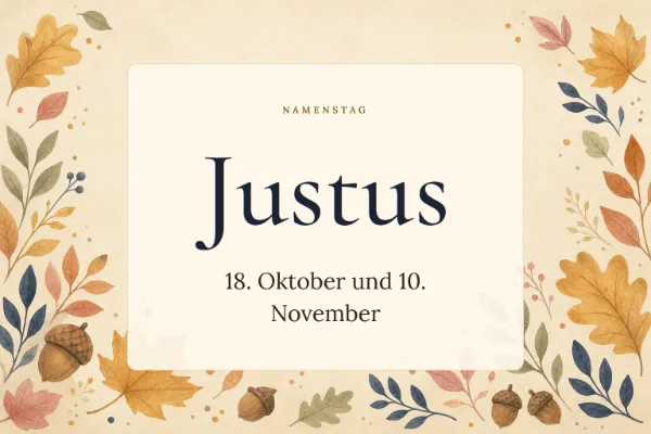 Karte zum Namenstag von Justus: 18. Oktober und 10. November