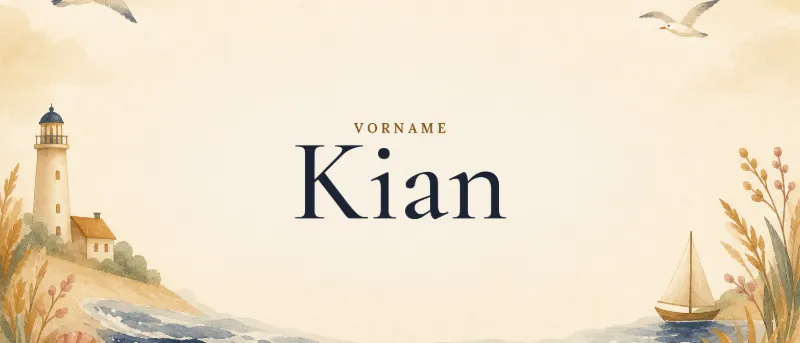 Vorname Kian – der Name in Schmuckschrift auf gemaltem Hintergrund