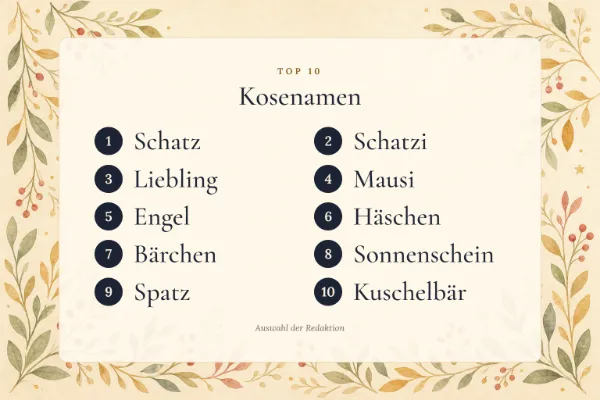 Kosenamen: die Top 10 mit Bedeutung – Schatz, Schatzi, Liebling, Mausi, Engel …