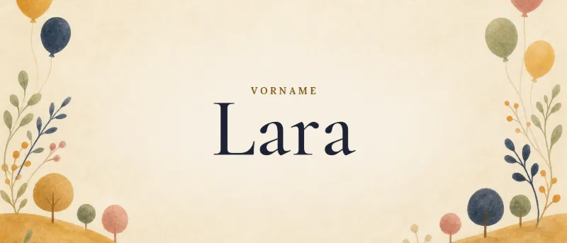 Vorname Lara – der Name in Schmuckschrift auf gemaltem Hintergrund