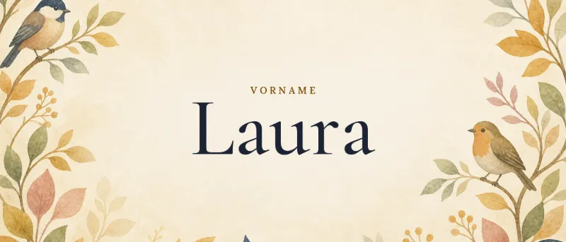 Vorname Laura – der Name in Schmuckschrift auf gemaltem Hintergrund