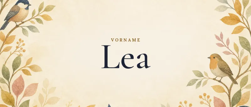 Vorname Lea – der Name in Schmuckschrift auf gemaltem Hintergrund