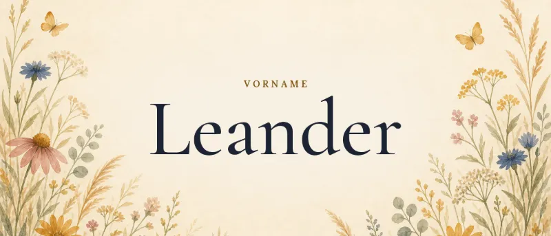Vorname Leander – der Name in Schmuckschrift auf gemaltem Hintergrund