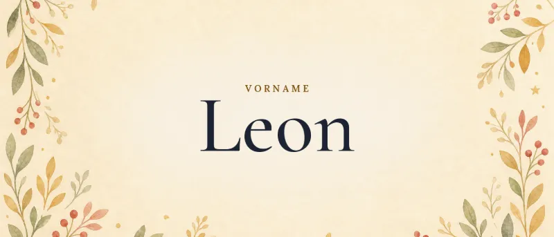 Vorname Leon – der Name in Schmuckschrift auf gemaltem Hintergrund