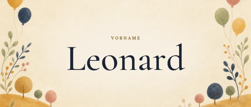Vorname Leonard – der Name in Schmuckschrift auf gemaltem Hintergrund