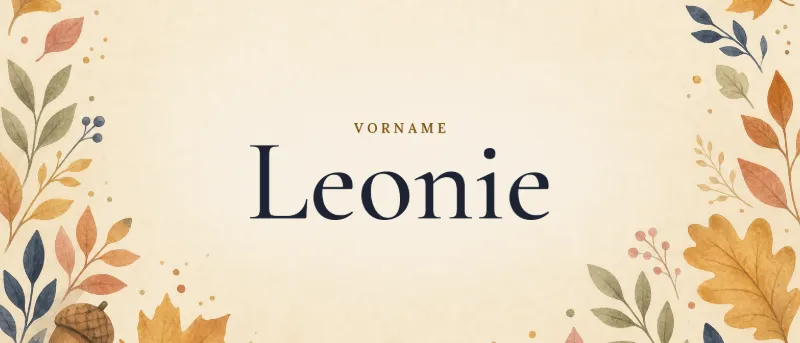 Vorname Leonie – der Name in Schmuckschrift auf gemaltem Hintergrund