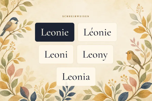 Der Vorname Leonie in verschiedenen Schreibweisen: Leonie, Léonie, Leoni, Leony, Leonia