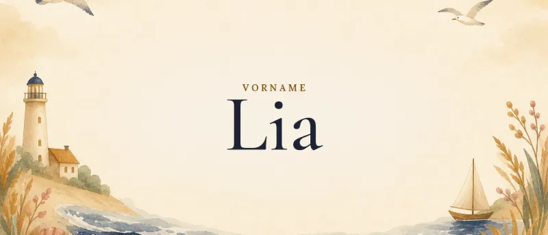 Vorname Lia – der Name in Schmuckschrift auf gemaltem Hintergrund
