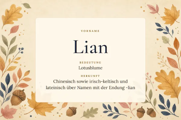 Namensgrafik zum Vornamen Lian: Bedeutung „Lotusblume“