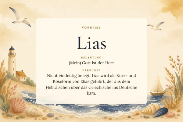 Namensgrafik zum Vornamen Lias: Bedeutung „(Mein) Gott ist der Herr“