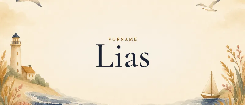 Vorname Lias – der Name in Schmuckschrift auf gemaltem Hintergrund