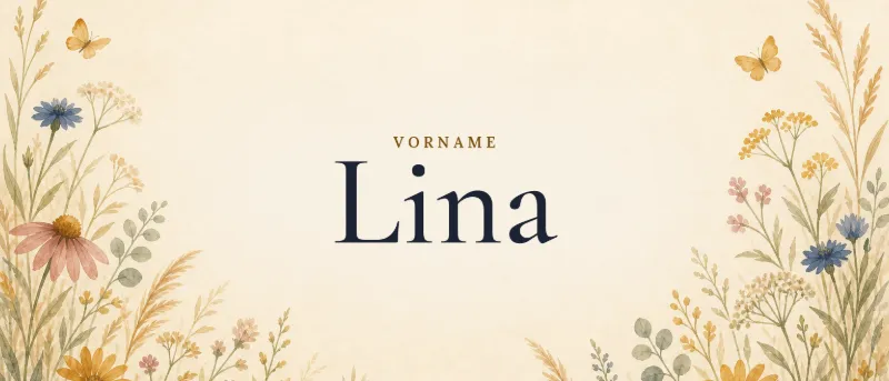Vorname Lina – der Name in Schmuckschrift auf gemaltem Hintergrund