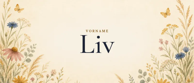 Vorname Liv – der Name in Schmuckschrift auf gemaltem Hintergrund