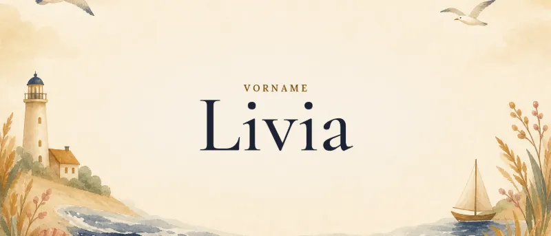 Vorname Livia – der Name in Schmuckschrift auf gemaltem Hintergrund