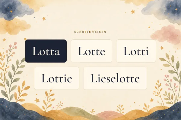 Der Vorname Lotta in verschiedenen Schreibweisen: Lotta, Lotte, Lotti, Lottie, Lieselotte