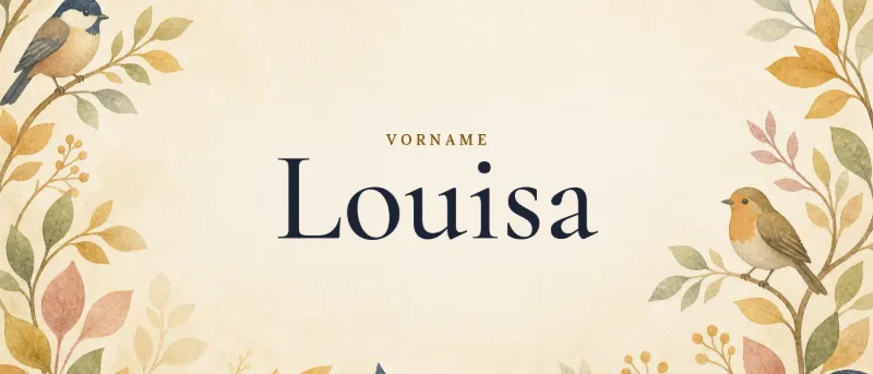 Vorname Louisa – der Name in Schmuckschrift auf gemaltem Hintergrund