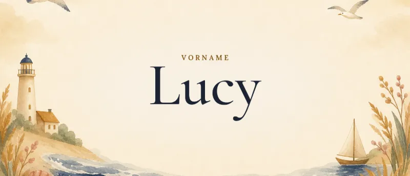 Vorname Lucy – der Name in Schmuckschrift auf gemaltem Hintergrund