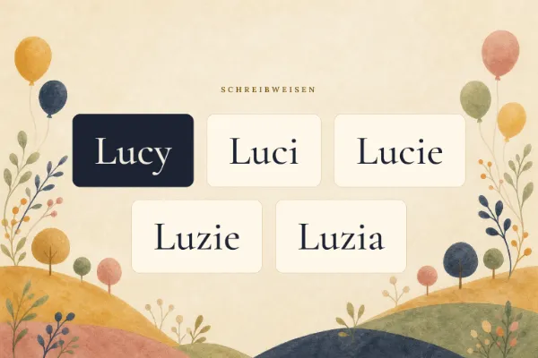 Der Vorname Lucy in verschiedenen Schreibweisen: Lucy, Luci, Lucie, Luzie, Luzia
