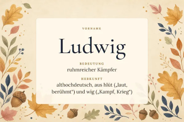 Namensgrafik zum Vornamen Ludwig: Bedeutung „ruhmreicher Kämpfer“
