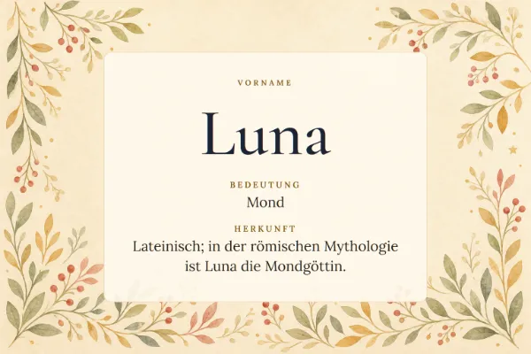 Namensgrafik zum Vornamen Luna: Bedeutung „Mond“