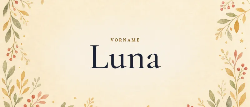 Vorname Luna – der Name in Schmuckschrift auf gemaltem Hintergrund