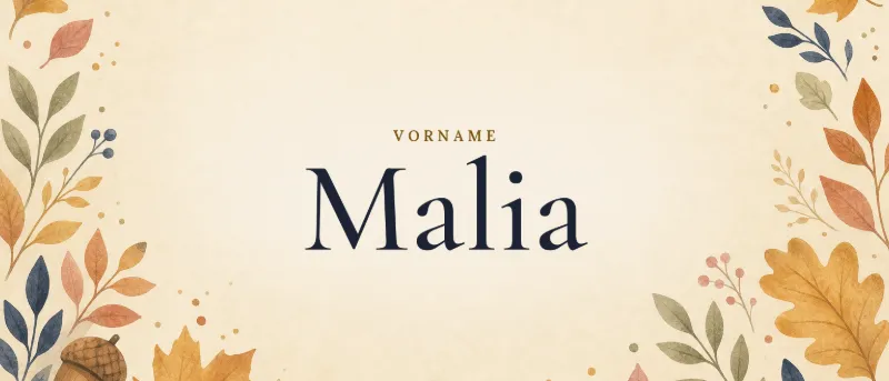 Vorname Malia – der Name in Schmuckschrift auf gemaltem Hintergrund