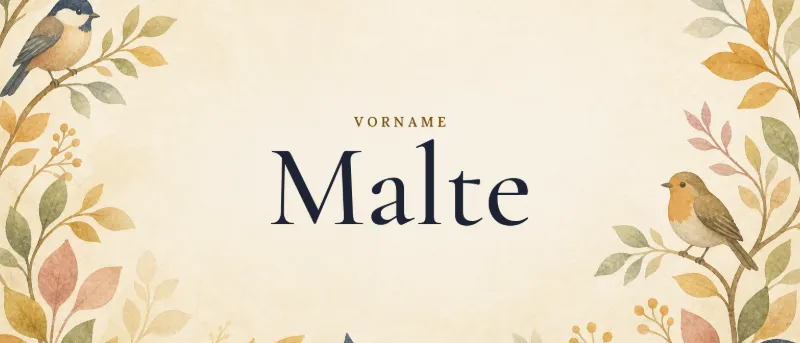 Vorname Malte – der Name in Schmuckschrift auf gemaltem Hintergrund